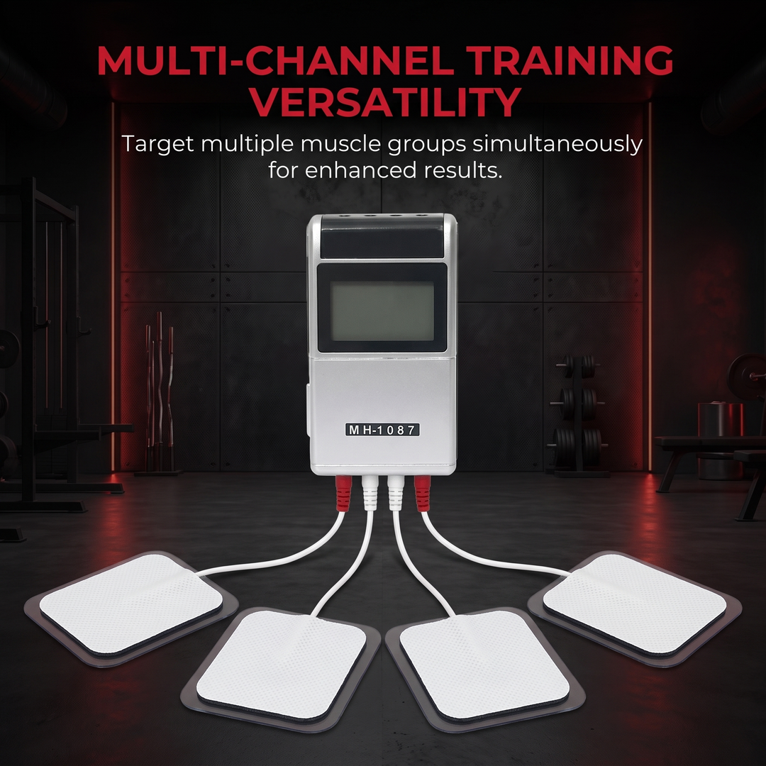 Professional TENS EMS Muscle Stimulator 4-Channel Rechargeable Electrotherapy Device Physiotherapy Pain Relief Massage Machine Home Gym Recovery Rehabilitation