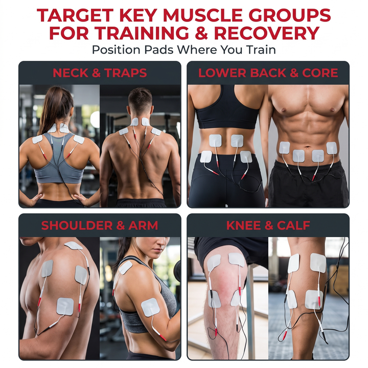 Professional TENS EMS Muscle Stimulator 4-Channel Rechargeable Electrotherapy Device Physiotherapy Pain Relief Massage Machine Home Gym Recovery Rehabilitation