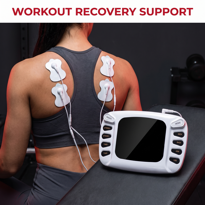 Professional TENS EMS Muscle Stimulator Electrotherapy Device 8 Modes 15 Intensity Levels Pain Relief Muscle Recovery Physiotherapy Unit Home Gym