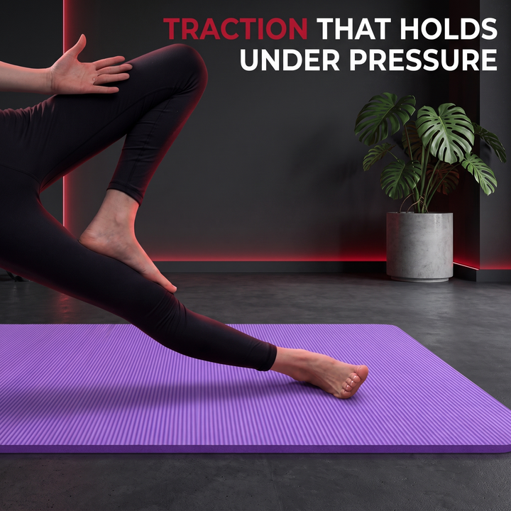 Professional Thick Exercise Mat Non-Slip Yoga Mat Pilates Fitness Training Mat with Carrying Strap for Floor Exercises Stretching Home Workout