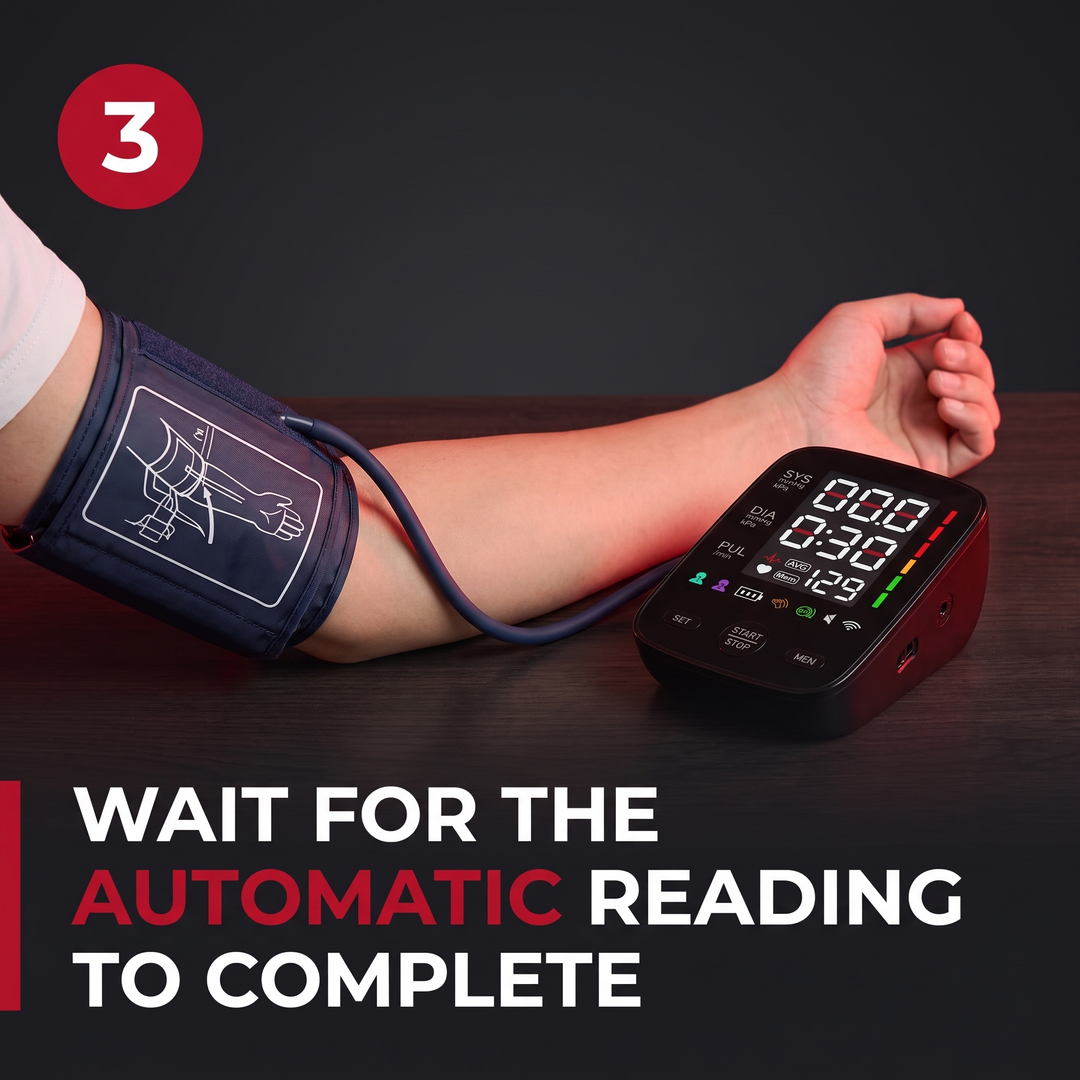 Professional Upper Arm Blood Pressure Monitor Automatic BP Monitor LED Backlit Screen Large Display Adjustable Cuff Home Use Heart Rate Monitor