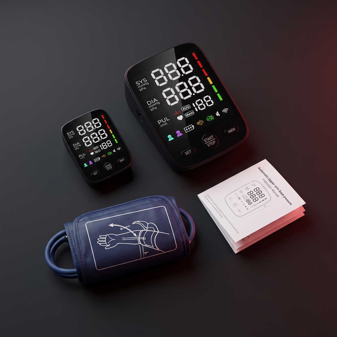 Professional Upper Arm Blood Pressure Monitor Automatic BP Monitor LED Backlit Screen Large Display Adjustable Cuff Home Use Heart Rate Monitor