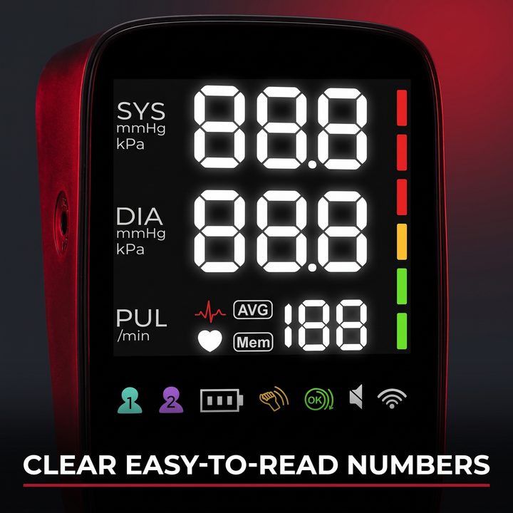 Professional Upper Arm Blood Pressure Monitor Automatic BP Monitor LED Backlit Screen Large Display Adjustable Cuff Home Use Heart Rate Monitor