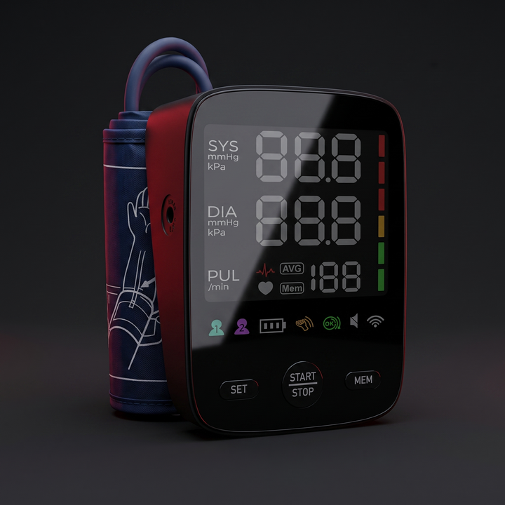 Professional Upper Arm Blood Pressure Monitor Automatic BP Monitor LED Backlit Screen Large Display Adjustable Cuff Home Use Heart Rate Monitor