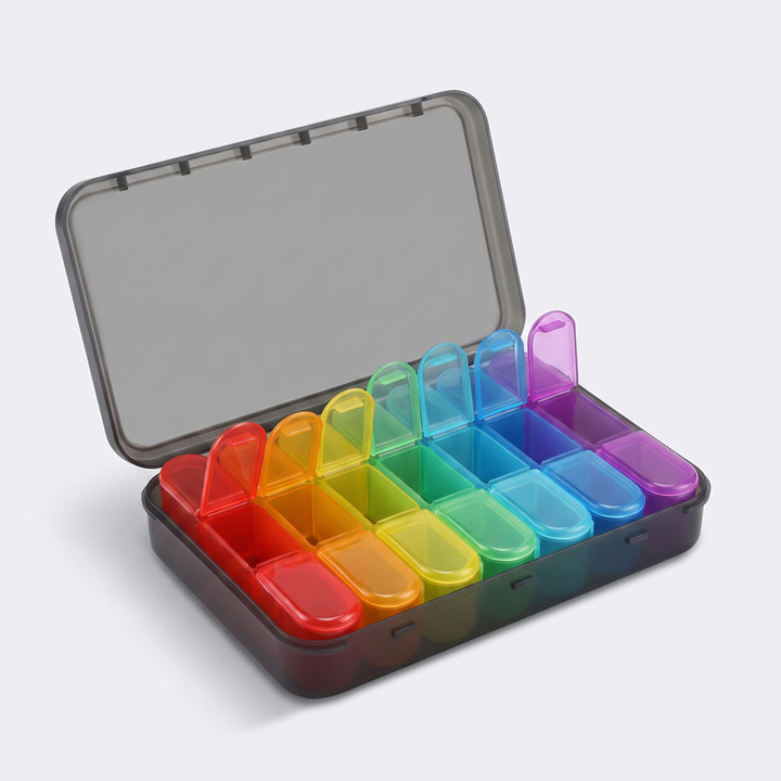 Professional Weekly Pill Organizer 7 Day 4 Times Daily Large Travel Pill Case 21 Compartment Medicine Vitamin Box Daily Pill Organiser for Home Travel Use