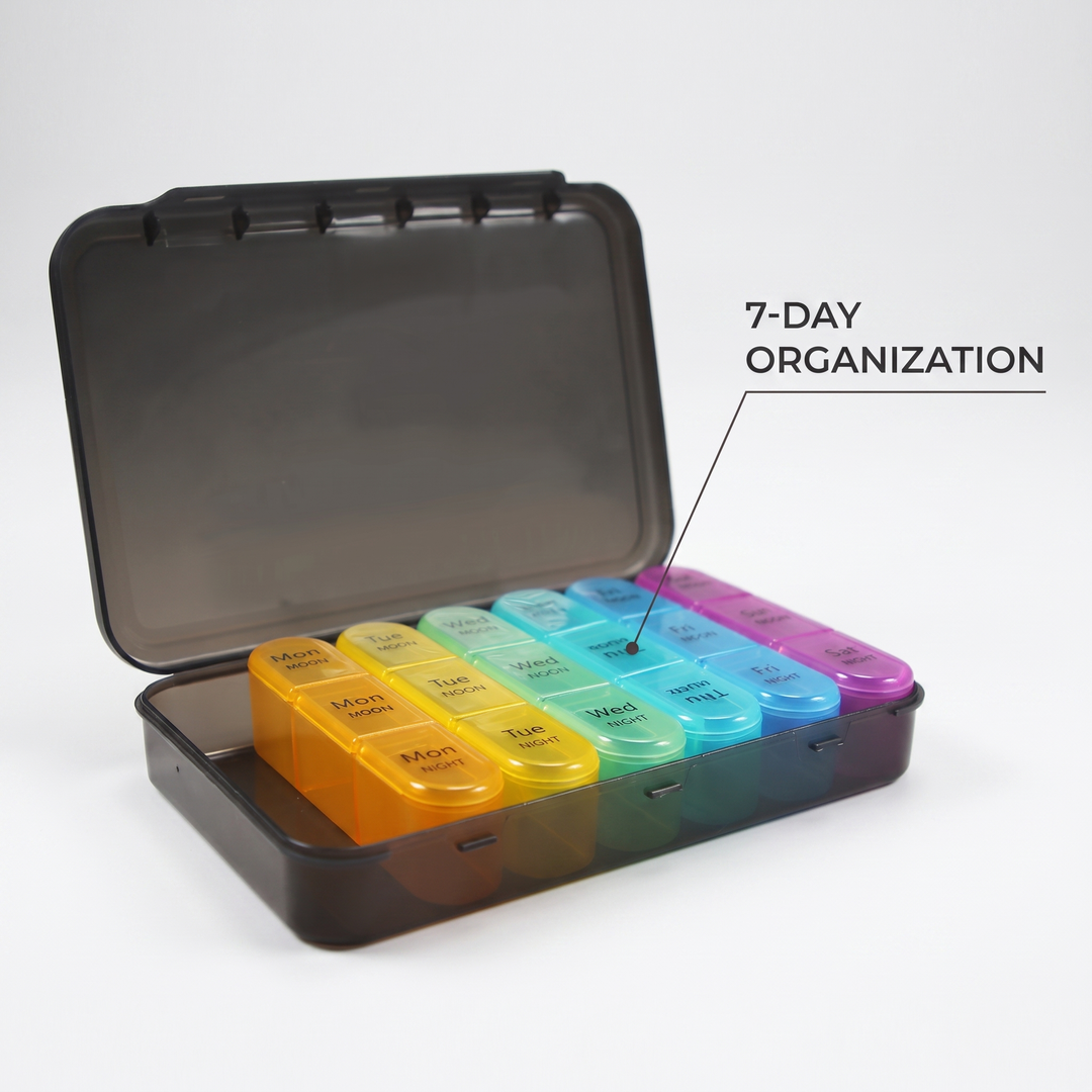 Professional Weekly Pill Organizer 7 Day 4 Times Daily Large Travel Pill Case 21 Compartment Medicine Vitamin Box Daily Pill Organiser for Home Travel Use