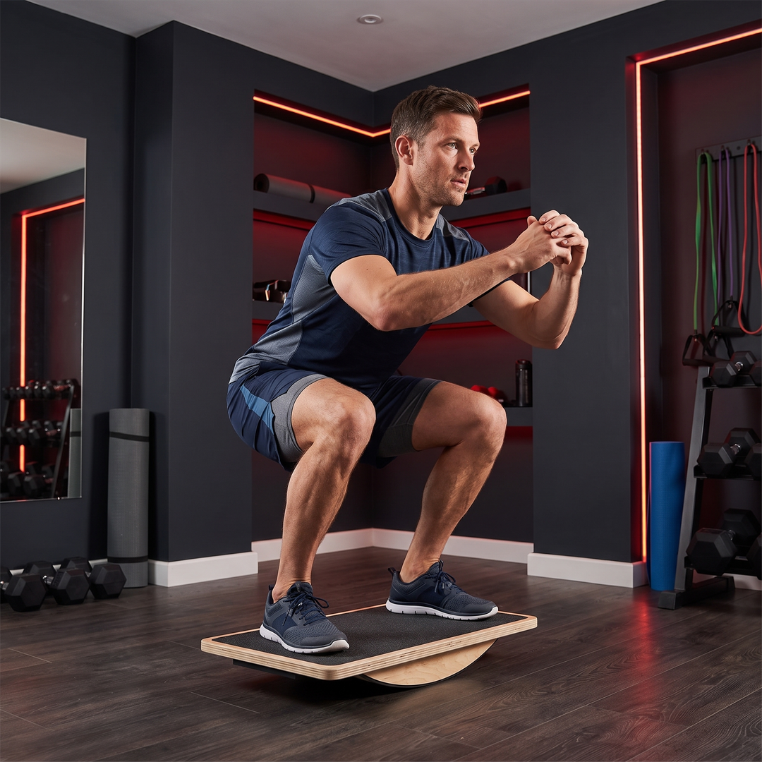 Professional Wooden Balance Board Square Anti-Slip Balance Training Board for Coordination Stability Core Strength Home Office Gym Yoga Rehabilitation Fitness