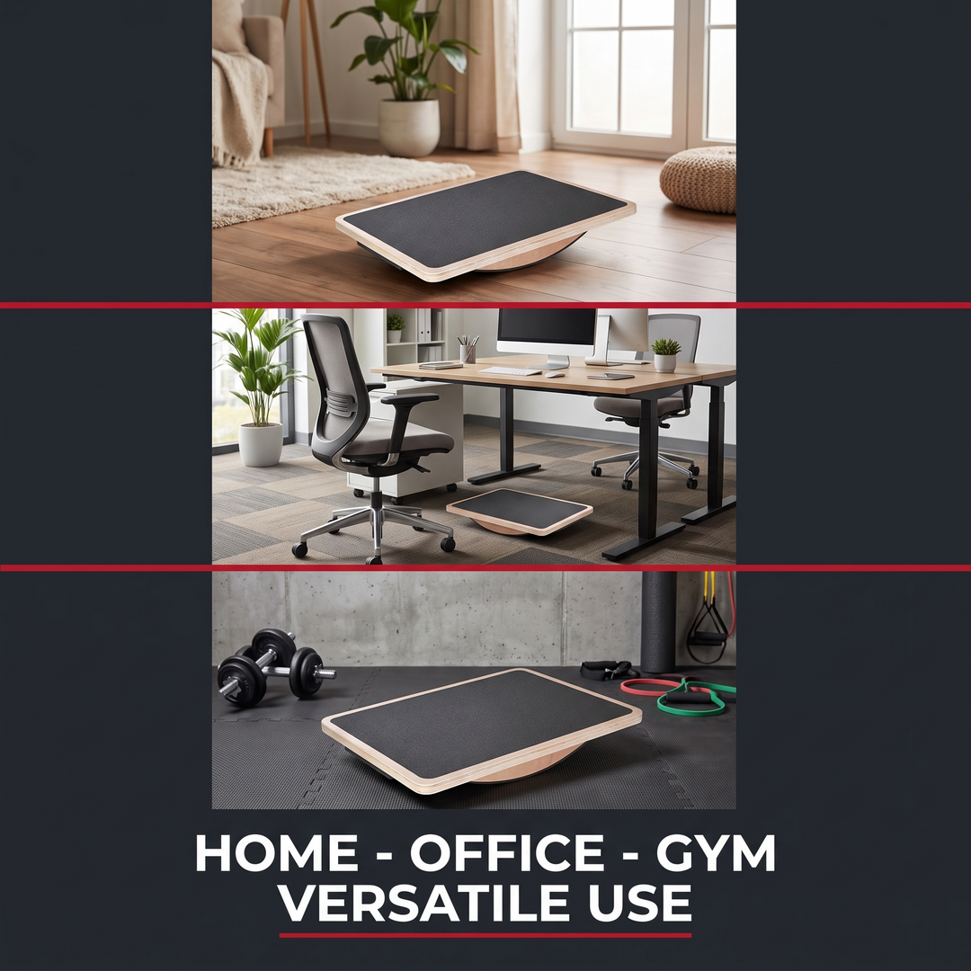 Professional Wooden Balance Board Square Anti-Slip Balance Training Board for Coordination Stability Core Strength Home Office Gym Yoga Rehabilitation Fitness