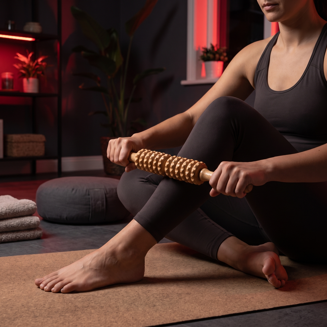 Professional Wooden Massage Roller Set Multifunctional Body Roller for Muscle Relief Cellulite Reduction Natural Wood Massager Men Women Home Recovery
