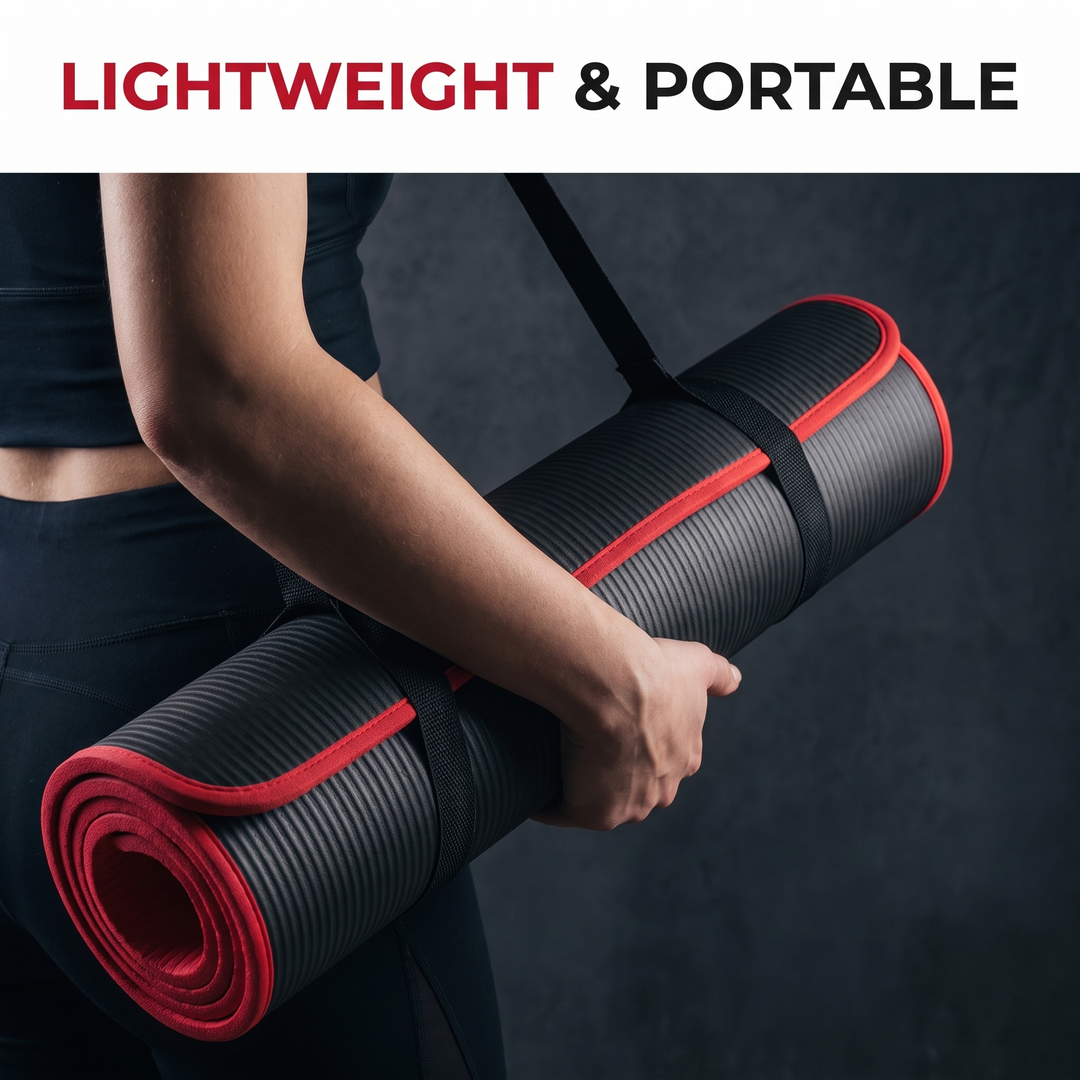 Professional Yoga Mat Extra Thick 10mm Non-Slip NBR Exercise Mat with Carry Strap Pilates Gym Workout Fitness Mat 183cm x 61cm