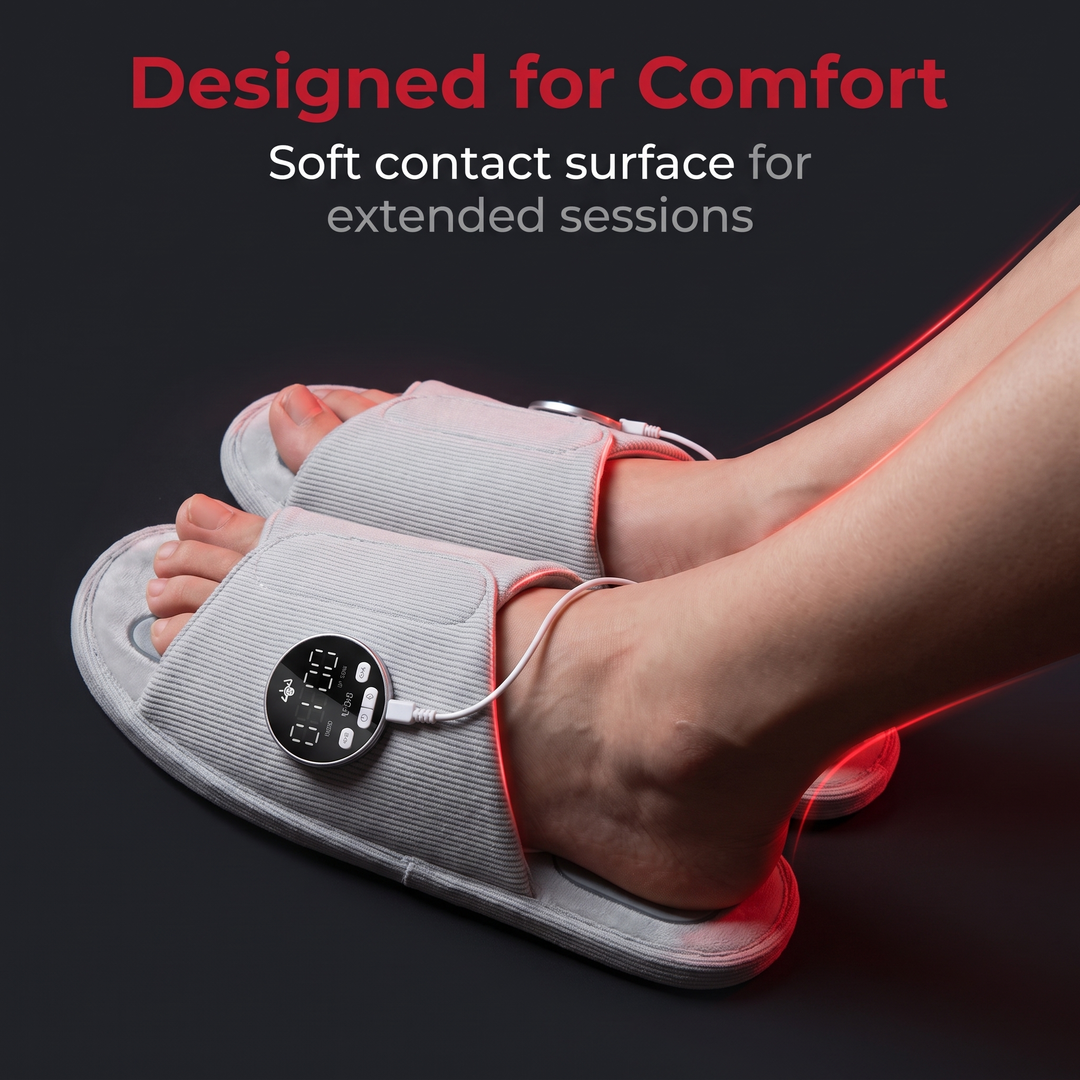 Rechargeable EMS Foot Massager Slippers Electric Foot Stimulator Multiple Massage Modes Circulation Support Recovery Relaxation Home Use