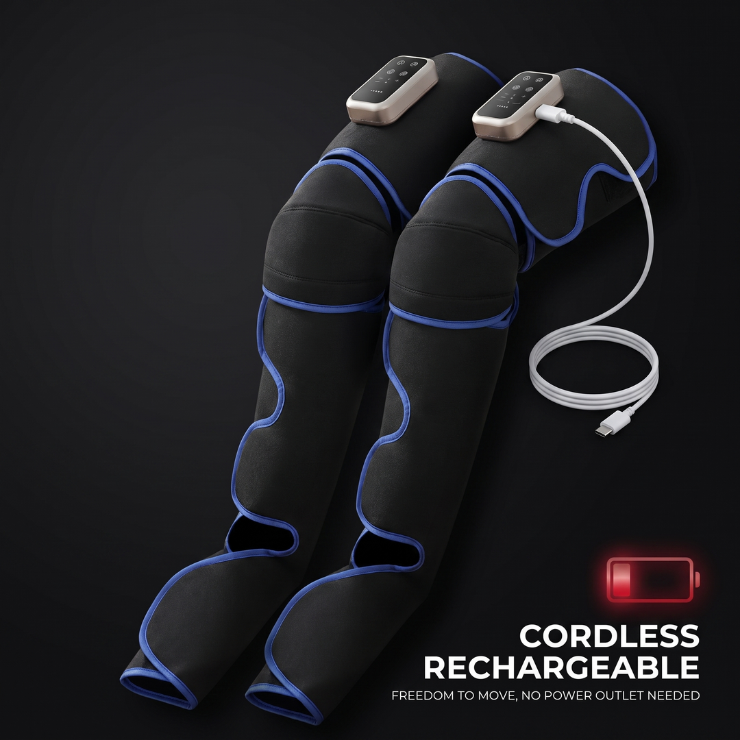 Rechargeable Leg Massager with Heat and Air Compression Adjustable Wrap for Circulation Support Muscle Recovery and Pain Relief Home Use