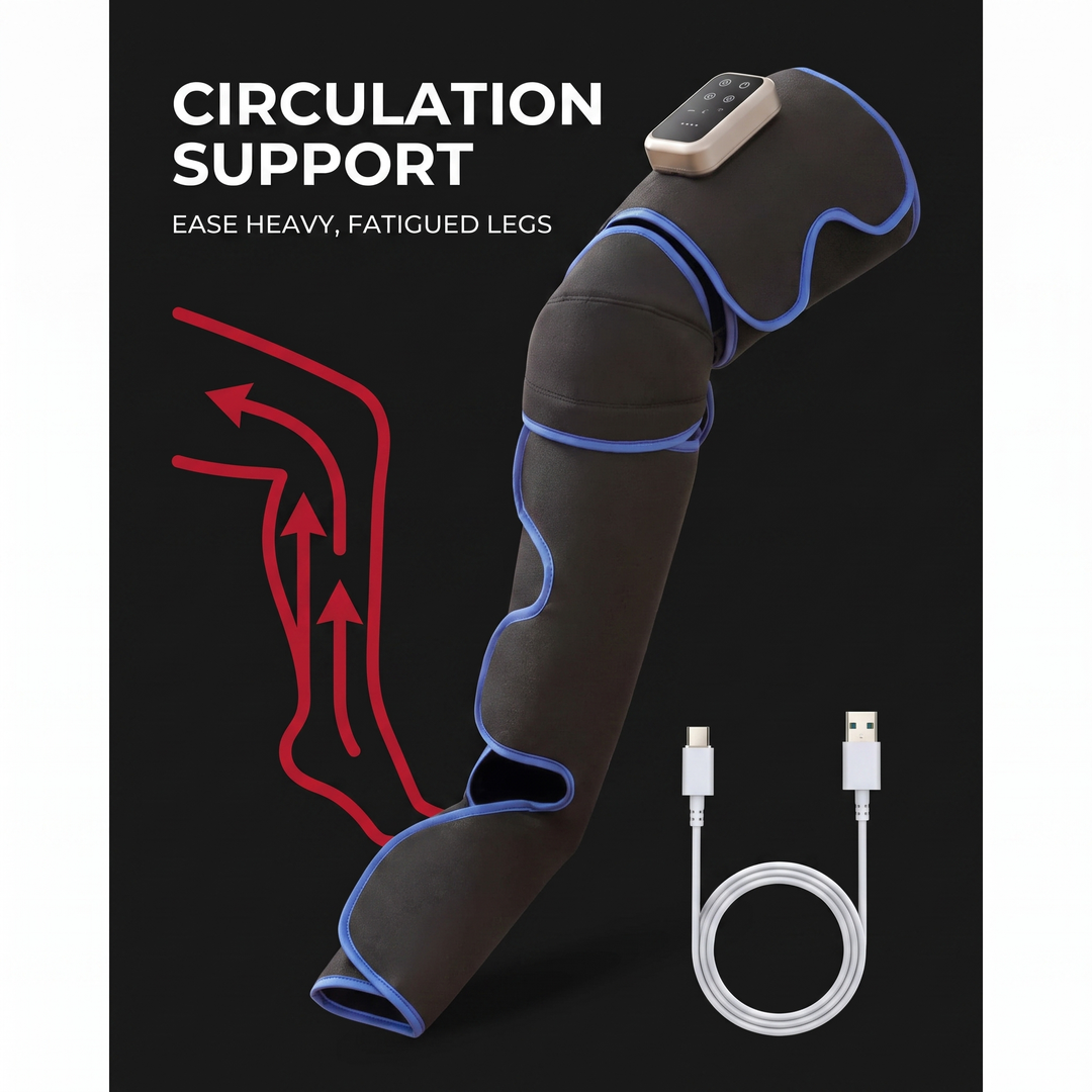 Rechargeable Leg Massager with Heat and Air Compression Adjustable Wrap for Circulation Support Muscle Recovery and Pain Relief Home Use