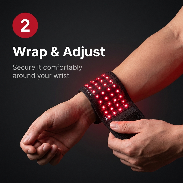 Rechargeable Red Light Therapy Wrist Wrap 48 LED Red and Infrared Light Hand Wrist Finger Joint Support Recovery Device Physiotherapy