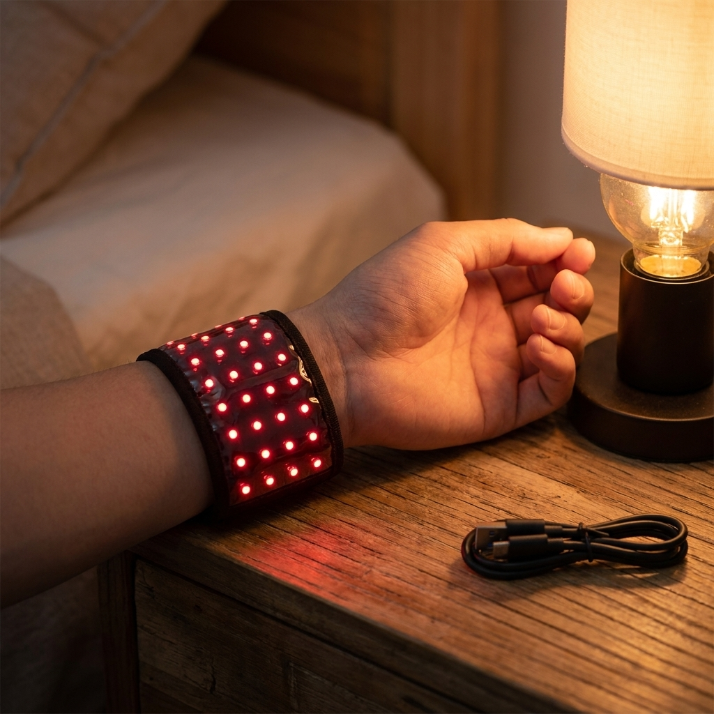 Rechargeable Red Light Therapy Wrist Wrap 48 LED Red and Infrared Light Hand Wrist Finger Joint Support Recovery Device Physiotherapy