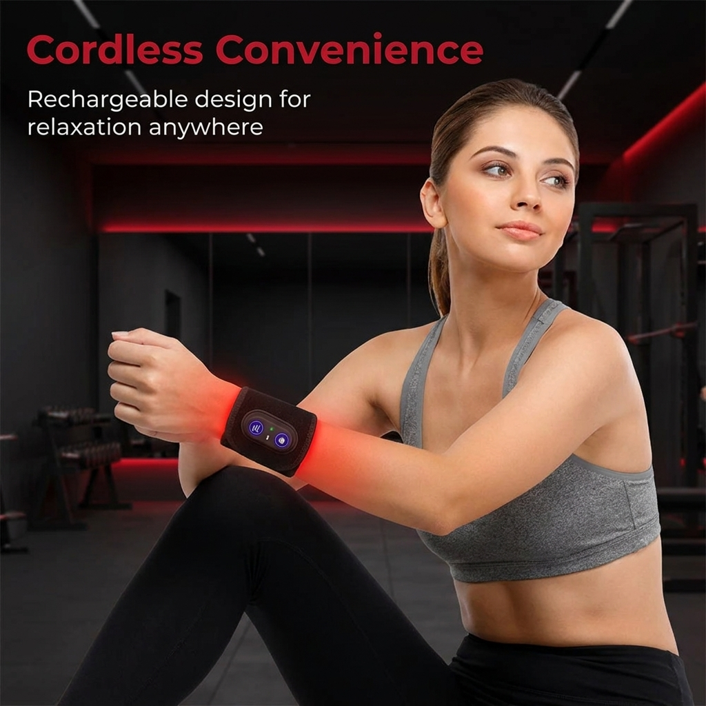 Rechargeable Red Light Therapy Wrist Wrap 48 LED Red and Infrared Light Hand Wrist Finger Joint Support Recovery Device Physiotherapy