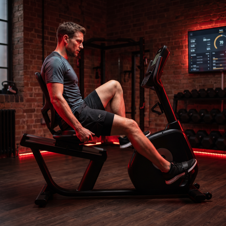 Recumbent Exercise Bike Magnetic Resistance Stationary Bike Bluetooth App LCD Display Heart Rate Monitor Home Gym Cardio Fitness Bike Low Impact