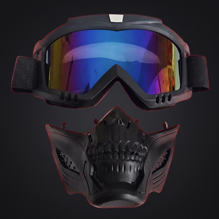 Tactical Goggles with Skull Face Mask Outdoor Riding Glasses Windproof UV Protection Off-Road Racing Cycling Eyewear Multi-Purpose