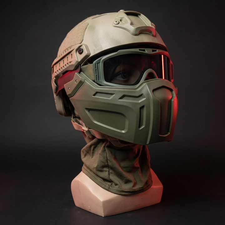 Tactical Half Face Mask with Flip Goggles Paintball Helmet Accessory for Hunting CS Shooting Airsoft Outdoor Sport Protective Gear