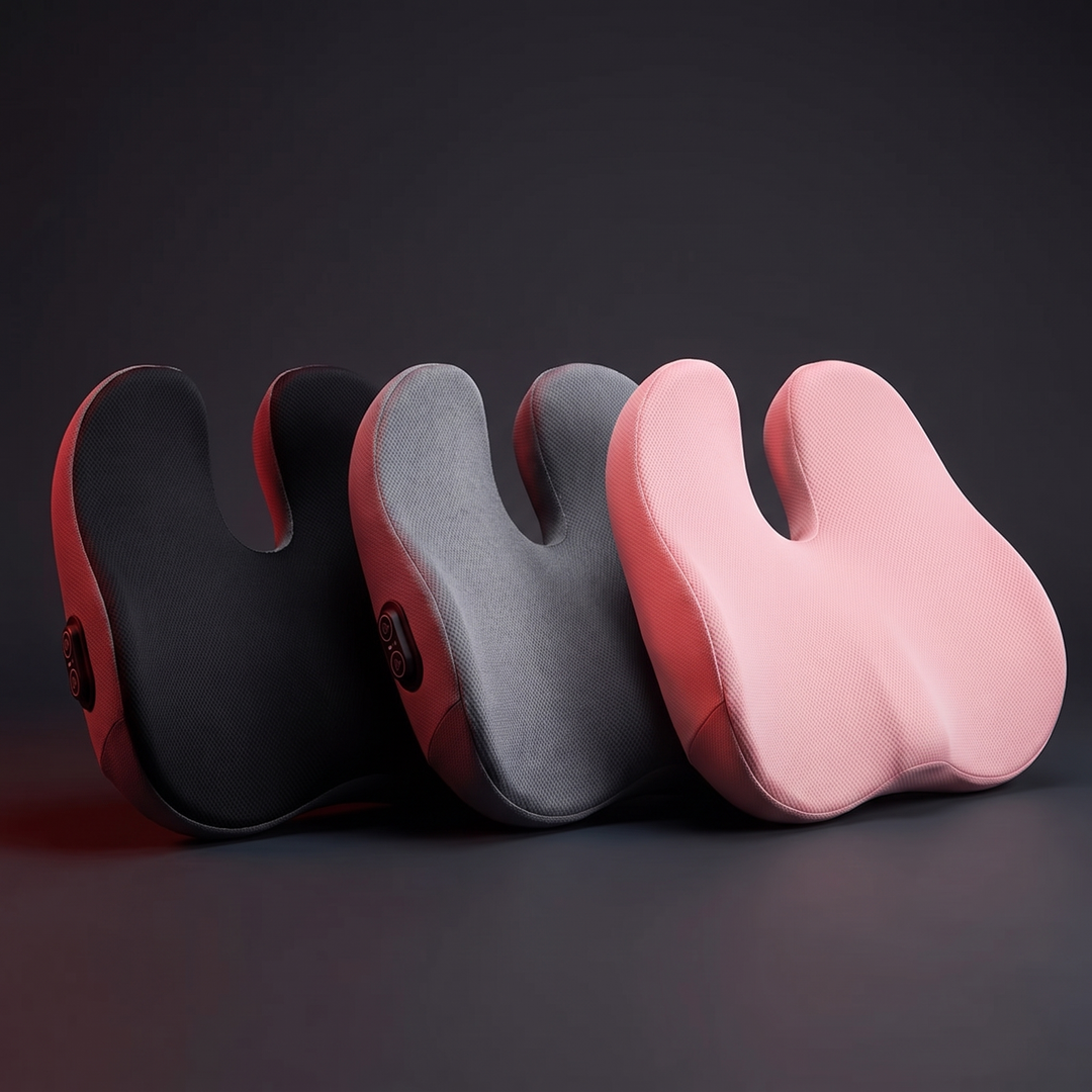Therapeutic Massage Seat Cushion with Heat and Vibration Coccyx Pressure Relief Office Chair Pad Kegel Pelvic Floor Support Home and Work Use